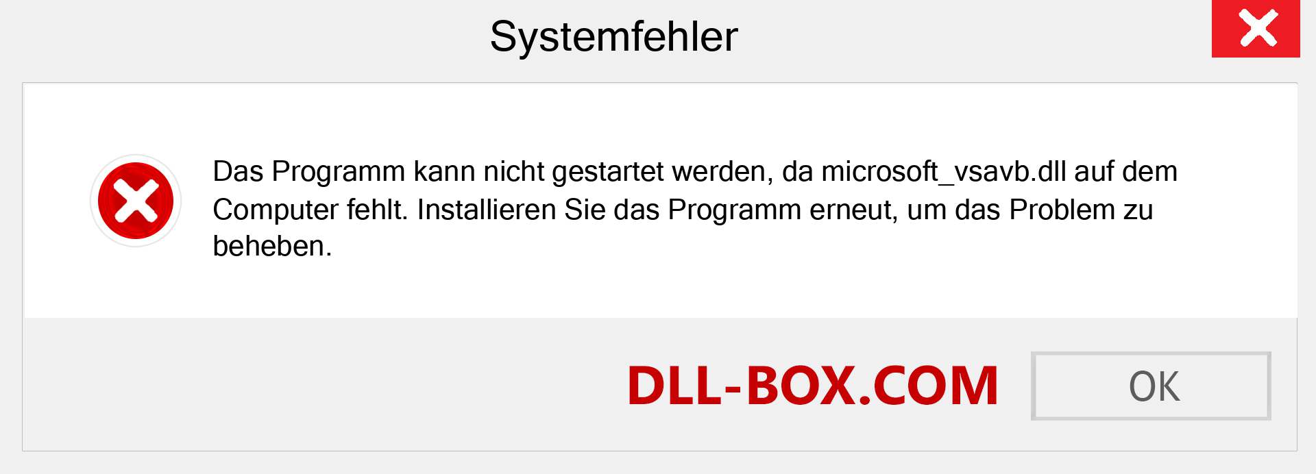 microsoft_vsavb.dll-Datei fehlt?. Download für Windows 7, 8, 10 - Fix microsoft_vsavb dll Missing Error unter Windows, Fotos, Bildern