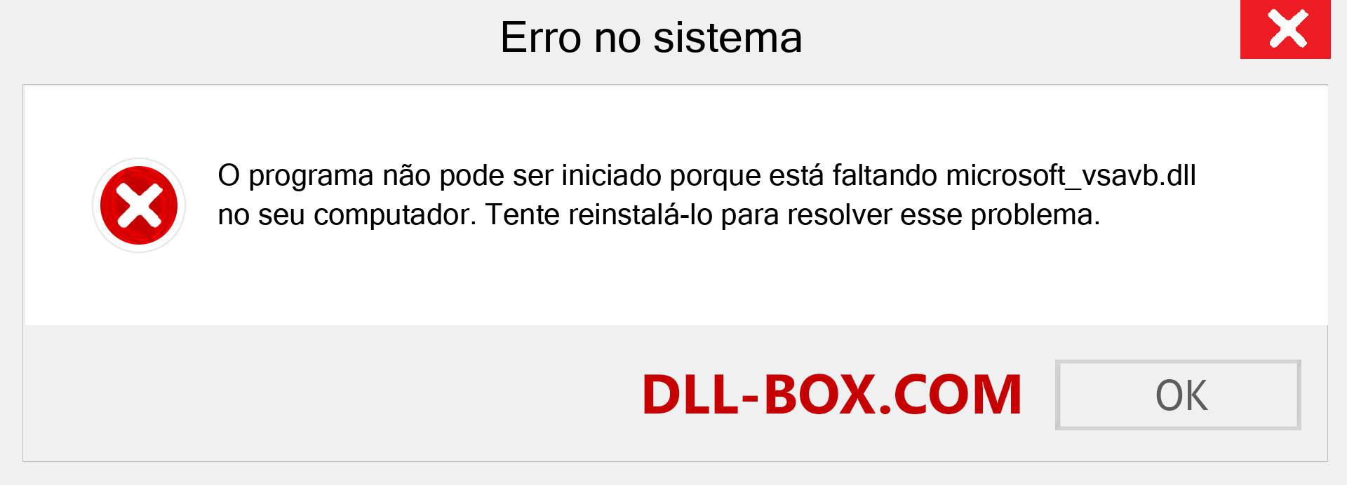 Arquivo microsoft_vsavb.dll ausente ?. Download para Windows 7, 8, 10 - Correção de erro ausente microsoft_vsavb dll no Windows, fotos, imagens